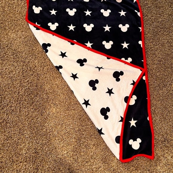 Mickey Mouse Blue and White Blanket with Red Trim - Picture 2 of 2
